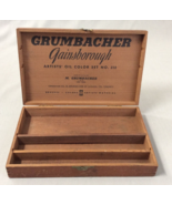 Vintage Grumbacher Oil Color Wood Box Artist Storage Box 8&quot;x5&quot; - £21.45 GBP