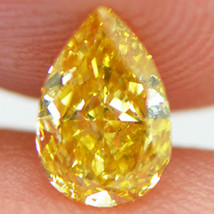 Pear Shape Diamond Fancy Orangy Yellow Loose 0.53 Carat SI2 Real GIA Certificate - £1,318.93 GBP