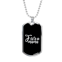 Fur Mama Plain White Necklace Stainless Steel or 18k Gold Dog Tag 24&quot; Chain - £38.04 GBP+