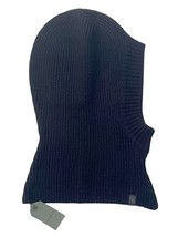 AllSaints Unisex Black Wool Balaclava Hood Beanie Ribbed Knit Ramskull Logo - $42.30