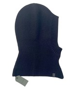 AllSaints Unisex Black Wool Balaclava Hood Beanie Ribbed Knit Ramskull Logo - $779.52 MXN