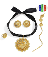 Ethiopian Jewelry for Women Set Gold Big Pendant Earrings Ring Headchain... - £64.37 GBP