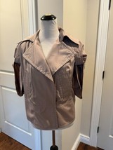 KaufmanFranco 021 Silk Blend Taupe Short Sleeve Bomber Jacket Snap Front... - $148.50