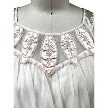RETRO Sheer Pink Nylon Chiffon VTG Ladies Nightgown Appliques 1950s Small - $61.48
