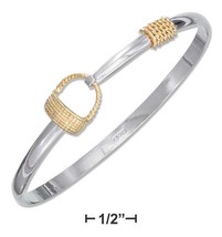 Bangle Bracelet Sterling Silver Two-tone Bangle Bracelet with Basket and Rope - £91.11 GBP