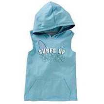 Boys Tank Top Muscle Shirt Sonoma Blue Surfs Up Hooded-sz 4 - $6.93