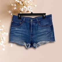 Levis 501 Womens Shorts Size 30 Medium Wash Cut off Raw Hem Button Fly 3&quot; Inseam - £17.54 GBP