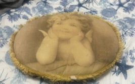 Bessie Pease Gutmann Print Baby Angel Cherub Oval Pillow - $39.60