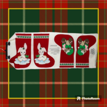 Vtg Precious Moments Samuel Butcher Christmas Stocking Fabric Panel Bears Bunny - £11.12 GBP