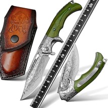 Custom Handmade Damascus Steel CAMPING TACTICAL FOLDING blade POCKET Knife - £114.48 GBP