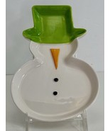 Cookie Plate Vintage Snowman Themed Christmas Is For Happy&quot; EUC - $308.80 MXN