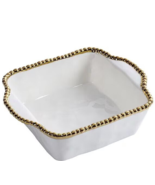 Square Baking Pan Dish 2657 Golden Salerno White Gold Bead Trim Ceramic ... - $67.89 CAD