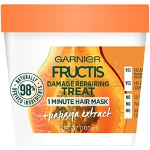 Garnier Fructis Damage Repairing Treat 1 Minute Hair Mask with Papaya Ex... - £6.04 GBP