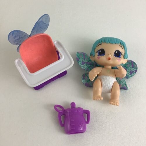 Baby Alive Glo Pixies Minis Aqua Flutter Figure 4" Doll Highchair Hasbro Toy - $16.78