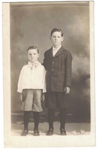 Real Photo Postcard (RPPC) of Two Young Brothers in 1916 AZO Unposted Named - £6.85 GBP
