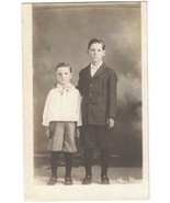 Real Photo Postcard (RPPC) of Two Young Brothers in 1916 AZO Unposted Named - $8.60