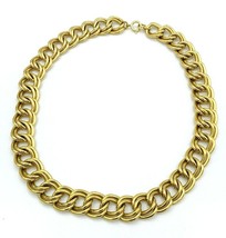 Vintage 80&#39;s Chunky Gold Tone Double Curb Chain Necklace 18&quot; - £21.81 GBP