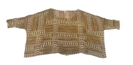 Women’s Love21 Sheer Woven Top XS Green Beige Boho Boxy Blouse NWT image 4