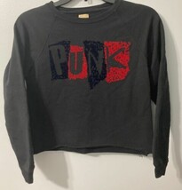 ZARA “ Punk “ (Black W/Red) Women’s Size Small Cropped Long Sleeve Shirt . - £9.58 GBP