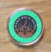 (1) Hard Rock Casino ROULETTE Chip - Green - Gold Flames -VEGAS-Inside H... - $8.95