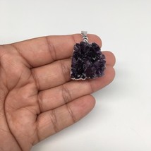 16.4g,1.5&quot;x1&quot;Natural Rough Amethyst Druze Pendant Silver Plated @Brazil,... - £7.98 GBP