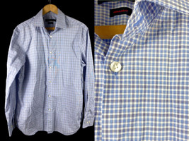 John Varvatos Shirt Size 15 32/33 Button Down Blue White Gingham Check L... - $35.58