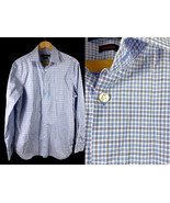 John Varvatos Shirt Size 15 32/33 Button Down Blue White Gingham Check L... - $35.58