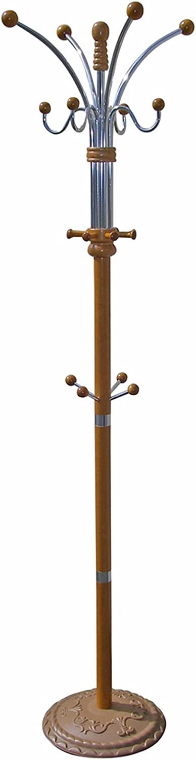Oak Finish Six Foot Ore International Wood And Chrome Coat Rack. - $108.96