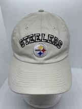 Vintage Steelers Hat Beige Embroidered Game Day Hook &amp; Loop Adjustable NFL - £7.56 GBP