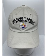 Vintage Steelers Hat Beige Embroidered Game Day Hook &amp; Loop Adjustable NFL - £7.60 GBP