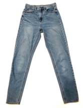 American Eagle Mom Jeans Womens 2L Blue High Rise Stretch Tapered Denim ... - $11.76