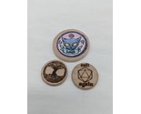 Set Of (3) Custom Wooden RPG Coin Tokens Luck Roll Again Skull Dragon Tree - $27.71