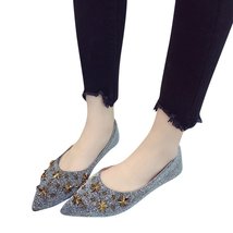  Women Fashion Star Metal Bling Ladies Shallow Loafers Single Casual Shoes - £20.70 GBP