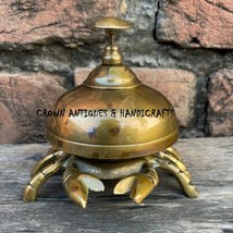 Antique Brass Desk Bell Crab Office Table Bell Antique Finish Ringing Bell Gift - £35.46 GBP