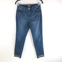 Lisa Rinna Collection Womens Step Hem Jeans Skinny Stretch Dark Wash 6 - £15.37 GBP