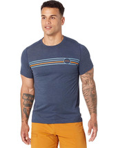 New Mens M Prana SS T Shirt NWT Blue Organic Cotton Prospect Heights Logo Orange - £62.51 GBP