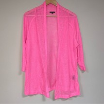 Neon Pink Cardigan Top Women’s XL Draped Blouse Shirt Spring Summer Lightweight - £24.91 GBP
