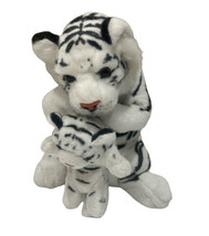 Realistic Looking White Tiger with Baby Cub Large 15” Plush Mama &amp; Baby - £17.44 GBP