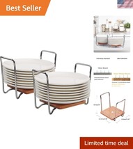 Lightweight Bamboo Plate Organizer Set – Adjustable 6&quot; to 9&quot; Plate Holders - $29.99