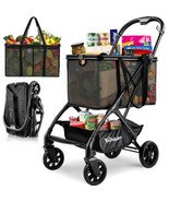 Folding Shopping Cart with Wheels, 75Lbs Collapsible Grocery Cart - $8,210.20 MXN