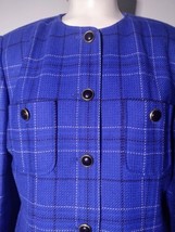Vintage Liz Claiborne All Wool Windowpane Plaid Skirt Suit Sz 10 Blue Ba... - £40.86 GBP