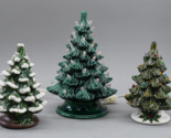 Lot Of 3 Original Vintage 2 Piece Small Mini Ceramic Christmas Trees 7.5... - £118.82 GBP
