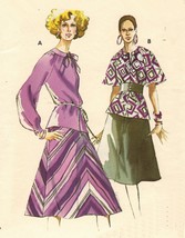 Vintage 70&#39;s Misses Kwik Sew 625 Retro Flared Skirt Blouse Sew Pattern 8-12 - $9.99