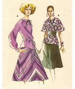 Vintage 70&#39;s Misses Kwik Sew 625 Retro Flared Skirt Blouse Sew Pattern 8-12 - $9.99