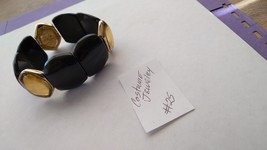 Black Gold beaded multi color elastic stretch costume bangle bracelet ha... - £10.23 GBP