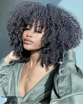 RunM Short Curly Afro Wig With Bangs for Black Women Kinky Curly Hair Af... - $29.69