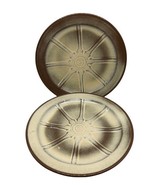 Frankoma Pottery Dinner Plates Wagon Wheel Brown Tan Beige Stoneware Set... - $68.52 CAD