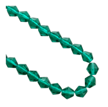25 pcs Beads Emerald Green Czech Fire Polished Glass Faceted 7mm Diamond Bicone - £9.64 GBP