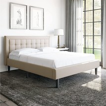 Classic Brands Mornington Upholstered Platform Bed | Headboard And Metal, Linen - £134.69 GBP