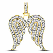 10kt Yellow Gold Mens Round Diamond Angel Wing Charm Pendant 5/8 Cttw - £497.60 GBP